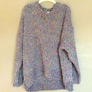 Seven7 Gray Sweater with Colorful Accents